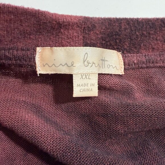 Women’s XXL Tie-Dye Sweater-Fall – Maroon/Burgundy, Lightweight, Plus Size - Picture 5 of 6